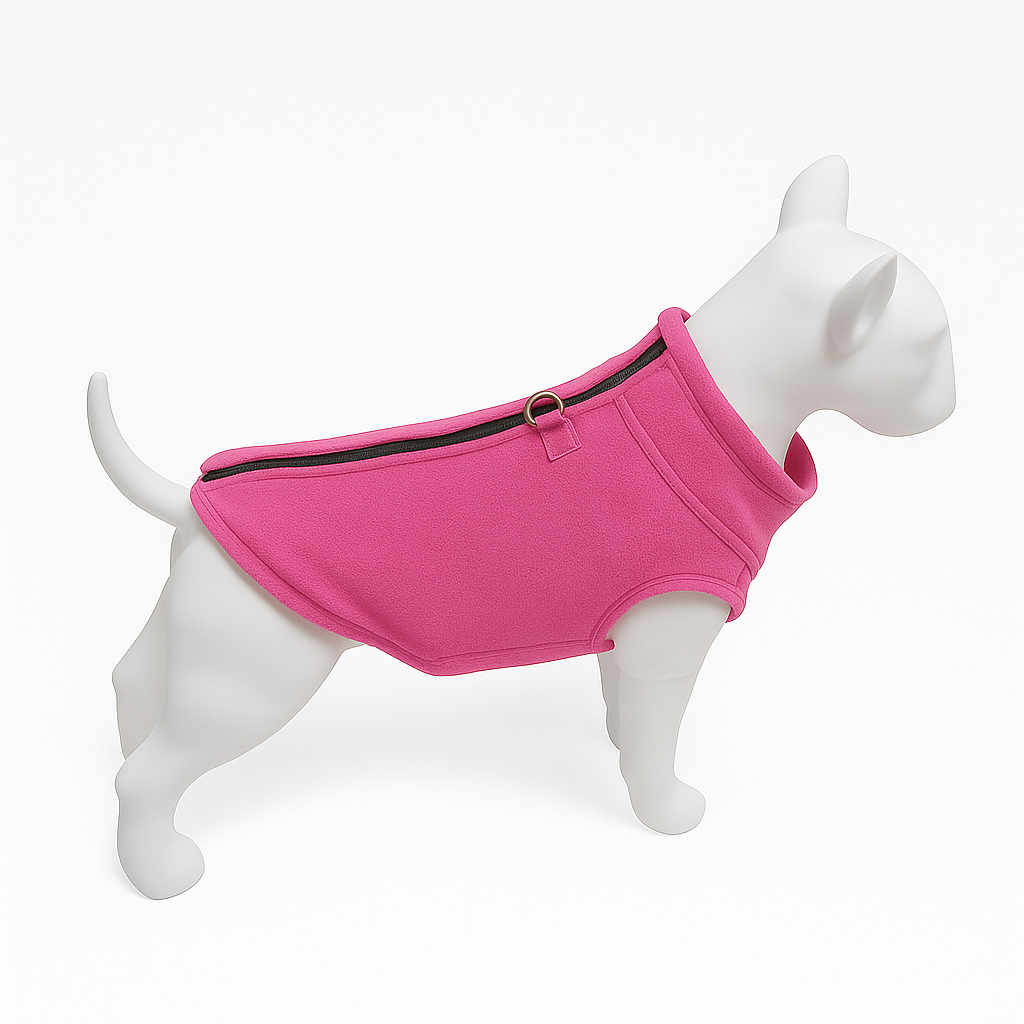 Fleecetröja till Hund – Varm, mjuk & justerbar hundtäcke med dragkedja och selefäste