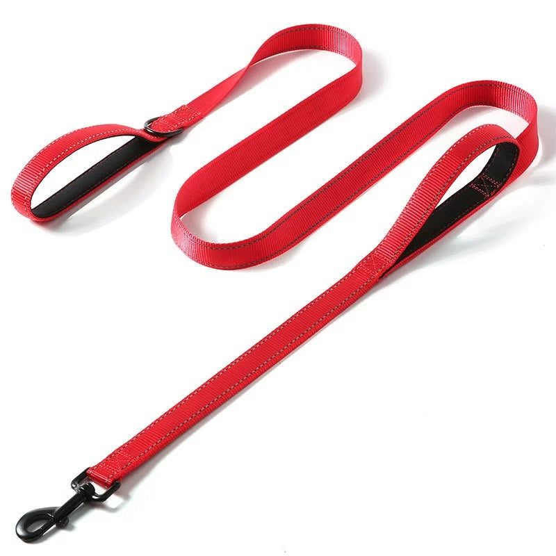 Hundkoppel Dubbelhandtag med Reflexer – Nylon, 180 cm