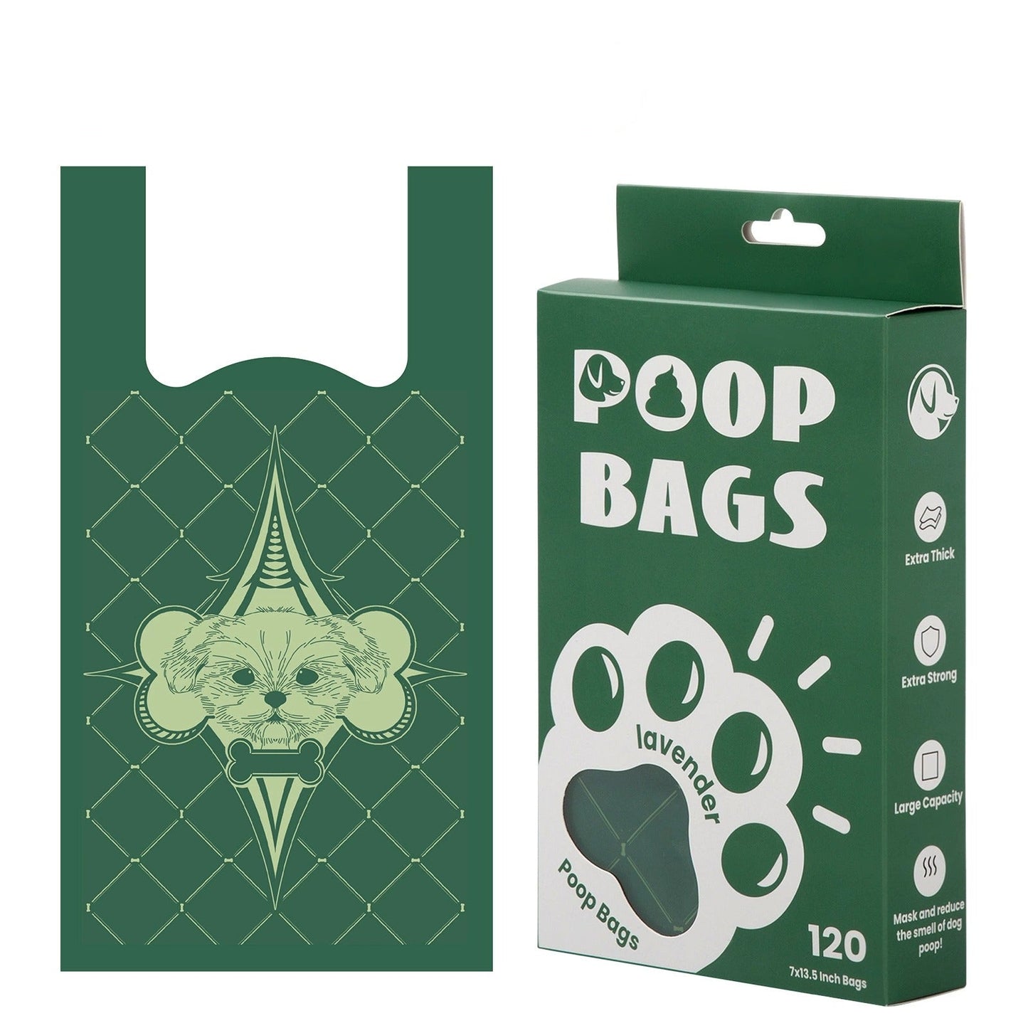 Hundbajspåsar med handtag – Lavendeldoft, Extra Starka & Miljövänliga 120 st