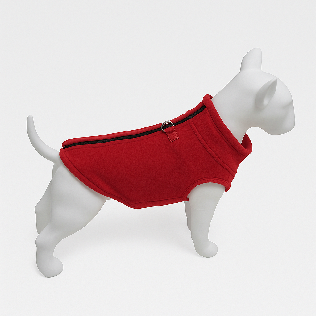 Fleecetröja till Hund  –  Varm, mjuk & justerbar hundtäcke med dragkedja och selefäste