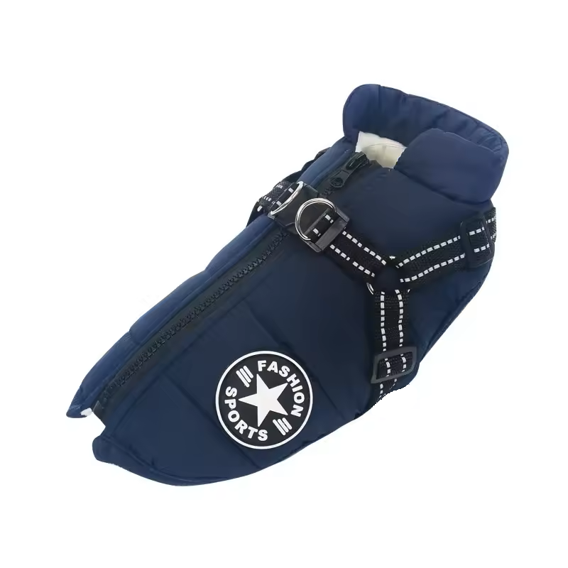 Vintertäcke till hund - Vadderad hundtäcke vinter med inbyggd sele och reflekterande detaljer