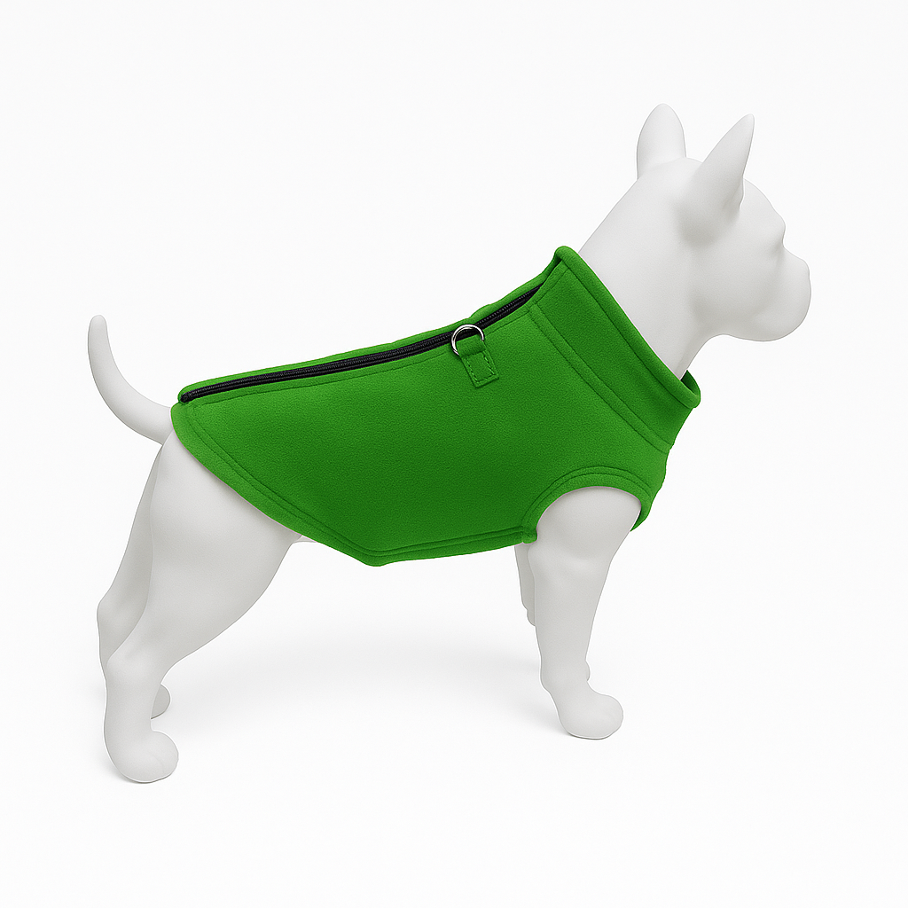 Fleecetröja till Hund  –  Varm, mjuk & justerbar hundtäcke med dragkedja och selefäste