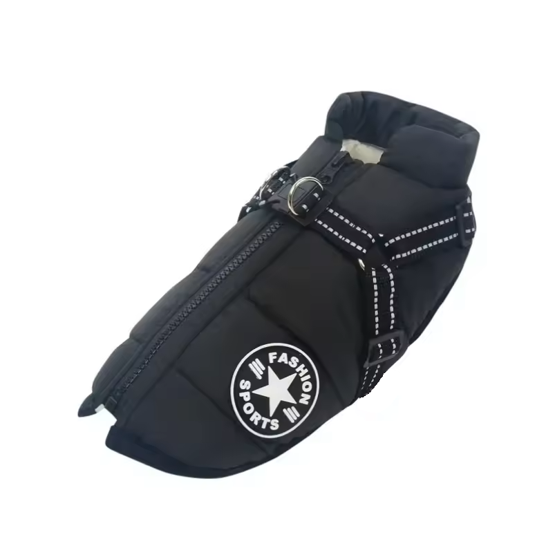 Vintertäcke till hund - Vadderad hundtäcke vinter med inbyggd sele och reflekterande detaljer